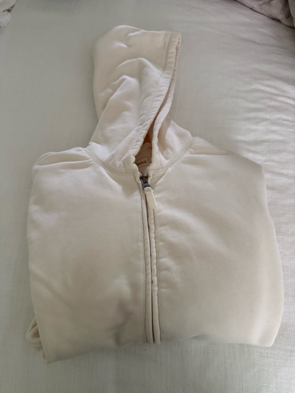 L.L. Bean Cream Zip Front Sweatshirt with Hood